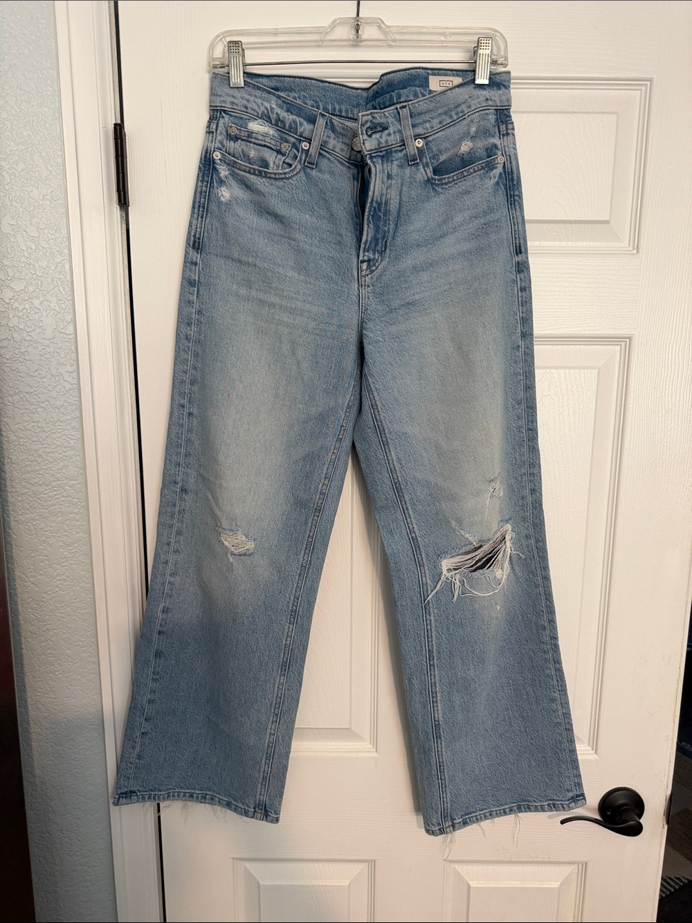 AYR The Secret Sauce Light Blue Wide-Leg Distressed Jeans